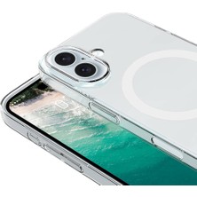 Lyon Tech Apple iPhone 16 Plus Kılıf Zore Magsafe Şarj Özellikli Şeffaf Tek Kamera Çerçeveli Porto Kapak