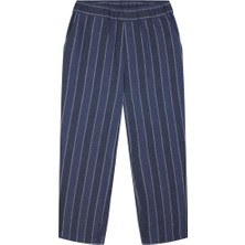 Antebies Lacivert Çizgili Lastikli Yandan Cepli Erkek Çocuk Pantolon