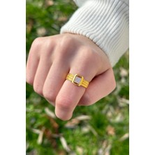 ÇGK KUYUMCULUK Taşlı Hasır Altın Yüzük CGKYZK0216