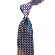 Kravatkolik Kare Desen Çok Renkli Patchwork Klasik Kravat KK12741