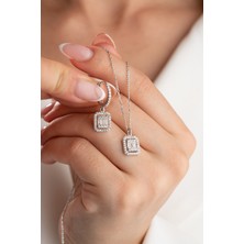 Silvano Jewelry 925 Ayar Gümüş Baget Kolye Küpe Set