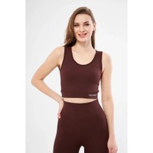 Defy Moda Fitilli Baskılı Crop - Bordo