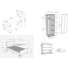 Demonte Decor Valens Çocuk Genç Odası (B-L-P-S) Beyaz-Beyaz