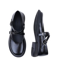 Cleopatra Shoes Mary Jane Siyah Rugan Kadın Ayakkabı Çapraz Bantlı Rahat Laofer