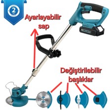 Ekinler Plus Çift Akülü 58VF Şarjlı Çim Biçme Makinesi Mavi  EEA330