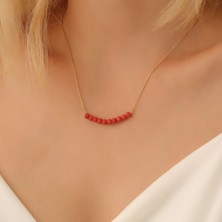 Nox Jewelry 925 Ayar Gümüş Doğal Taş Mercan Kolye