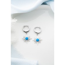 Silvano Jewelry 925 Ayar Gümüş Opal Taşlı Kutup Yıldızı Küpe