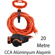 Badem10 Monofaze Çoğaltıcı Seyyar Topraklı 3'lü Grup Priz Fiş 20 Metre Cca Kablo Uzatma Kablosu 3x2.5 mm