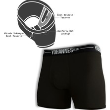 Yohannes Club Yohannesclub,erkek, Özel Bölmeli Pamuklu Boxer,rahat, Şık, Sağlıklı, Tekli, Siyah