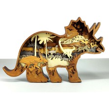 Wood-X Ahşap Mdf Çok Katmanlı Dinozor Triceratops Dekoratif Obje