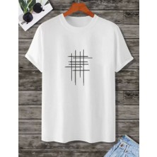 Unisex Baskılı Oversize T-Shirt - Beyaz