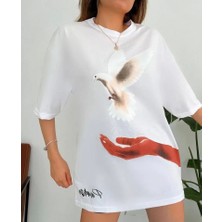 Dijital Baskılı T-Shirt - Beyaz