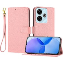 MY Boutique1 Telefon Kılıfı Için Xiaomi Poco M6 4g Litchi Desen Flip Folio Kart Yuvaları Pu (Yurt Dışından)