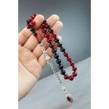 Tesbih Otağı Sertifikalı Küre Kesim Kırmızı Siyah Ateş Kehribar Tesbih