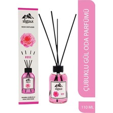 Ilgaz Gül Oda Kokusu Rose Homme Parfum 110 ml Bambu Çubuklu Dinlendirici Gül Çiçeği Oda Parfümü