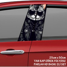 Fresh Gözlüklü Montlu Yakışıklı Kedi Resimli Oto Kaplama Folyo - 2 Adet Takım
