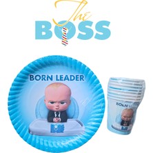 Ngüzel Party Boss Baby Patron Bebek Temalı Doğum Günü 8 Adet Karton Tabak + 8 Adet Karton Bardak Seti