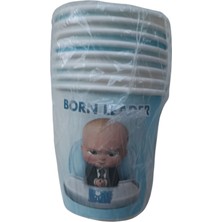 Ngüzel Party Boss Baby Patron Bebek Temalı Doğum Günü 8 Adet Karton Tabak + 8 Adet Karton Bardak Seti