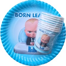 Ngüzel Party Boss Baby Patron Bebek Temalı Doğum Günü 8 Adet Karton Tabak + 8 Adet Karton Bardak Seti