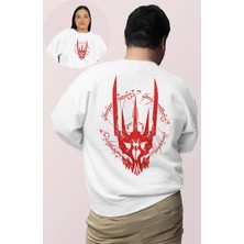 Fuddy Moda Yüzüklerin Efendisi Sırt Baskılı Kapüşonsuz Sweatshirt, Oversize Lord Of Rings Baskılı Sweat