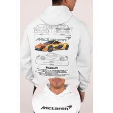 Fuddy Moda Mclaren P1 Sırt Baskılı Kapüşonlu Sweatshirt, Oversize Yarış Araba Temalı Hoodie