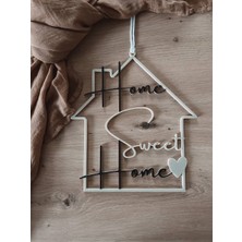 Cadde 3D Home Sweet Yazılı Home Kapı Süsü - Evim Tatlı Evim Yazısı  - Dış Kapı Süsü