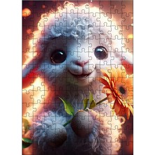 Tablomega Ahşap Mdf Puzzle Yapboz Sarı Çiçek ve Sevimli Kuzu  120 Parça 25*35 cm