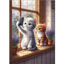 Tablomega Ahşap Mdf Puzzle Yapboz Selfie Çekilen Kediler 120 Parça 25*35 cm