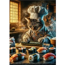 Tablomega Ahşap Mdf Puzzle Yapboz Sushi Yapan Aşçı Kedi 255 Parça 35*50 cm