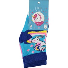 Civil Socks Kız Çocuk 3'lü Çorap 3-12 Yaş  Mavi