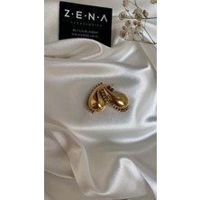 by zena aksesuar Zena Accessories Damla Zirkon Altın Çelik Küpe