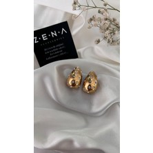 by zena aksesuar Zena Accessories Su Damlası Zirkon Taşlı Bottega Çelik Küpe