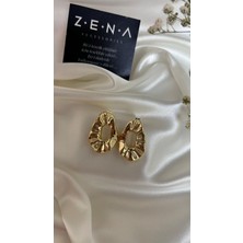 by zena aksesuar Zena Accessories Geometrik Altın Çelik Küpe