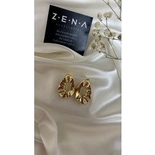 by zena aksesuar Zena Accessories Geometrik Altın Çelik Küpe