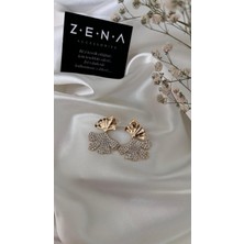 Zena Accessories Zirkon Taşlı Yaprak Küpe