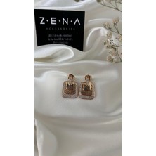 by zena aksesuar Zena Accessories Vintage Kare Rose Çelik Küpe