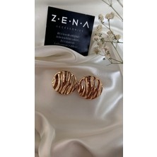 by zena aksesuar Zena Accessories Ricca Çizgi Desenli Rose Küpe