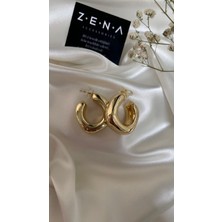 by zena aksesuar Zena Accessories Oval Halka Altın Küpe