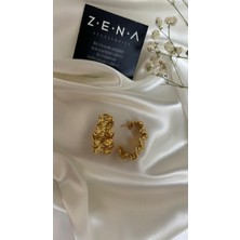 by zena aksesuar Zena Accessories Risa Kıvrımlı Altın Çelik Küpe