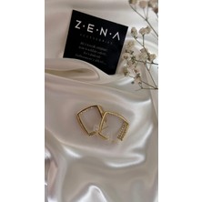 by zena aksesuar Zena Accessories Içi Zirkon Taş Detaylı Çelik Halka Küpe