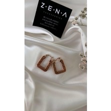 by zena aksesuar Zena Accessories Greek Desenli Kare Küpe