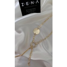 by zena aksesuar Zena Accessories Halka Detaylı Geçmeli Çelik Altın Kolye