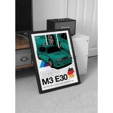 Decoryum Bmw Series E30 Çerçeveli Poster Tablo - Siyah Beyaz Doğal Araba Tablo