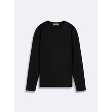 LTB Erkek Sıfır Yaka Uzun Kollu Siyah T-shırt