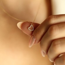 By Milo Jewellery Heart Minimal Kalp Tasarım Altın Kolye