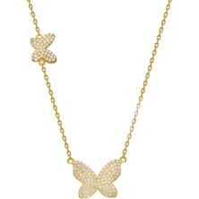 Eva Pırlanta Ikili Kelebek Kolye 718011 Gold