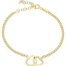 Eva Pırlanta Çift Kalp Bileklik 718513 Gold