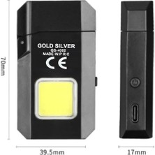 Gold Silver Cob LED Type-C Şarjlı Elektrikli Çakmak Cep Feneri GS-4000