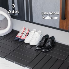 Porsima 1066 Bahçe Balkon Teras Zemin Paspası Banyo Paspası 3'lü Dış Mekan Yer Karosu Antrasit