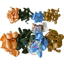 Ata Parti Dünyası ^^ Doğum Günü Konsepti * Okaliptus * Makaron Mavi * Makaron Somon * Sütlü Kahve * 60 Lı Balon Zinciri Parti Seti